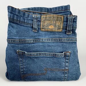 Copper & Oak Jeans W38 L32 Slim Straight Blue Denim Tree Logo Rugged Quality